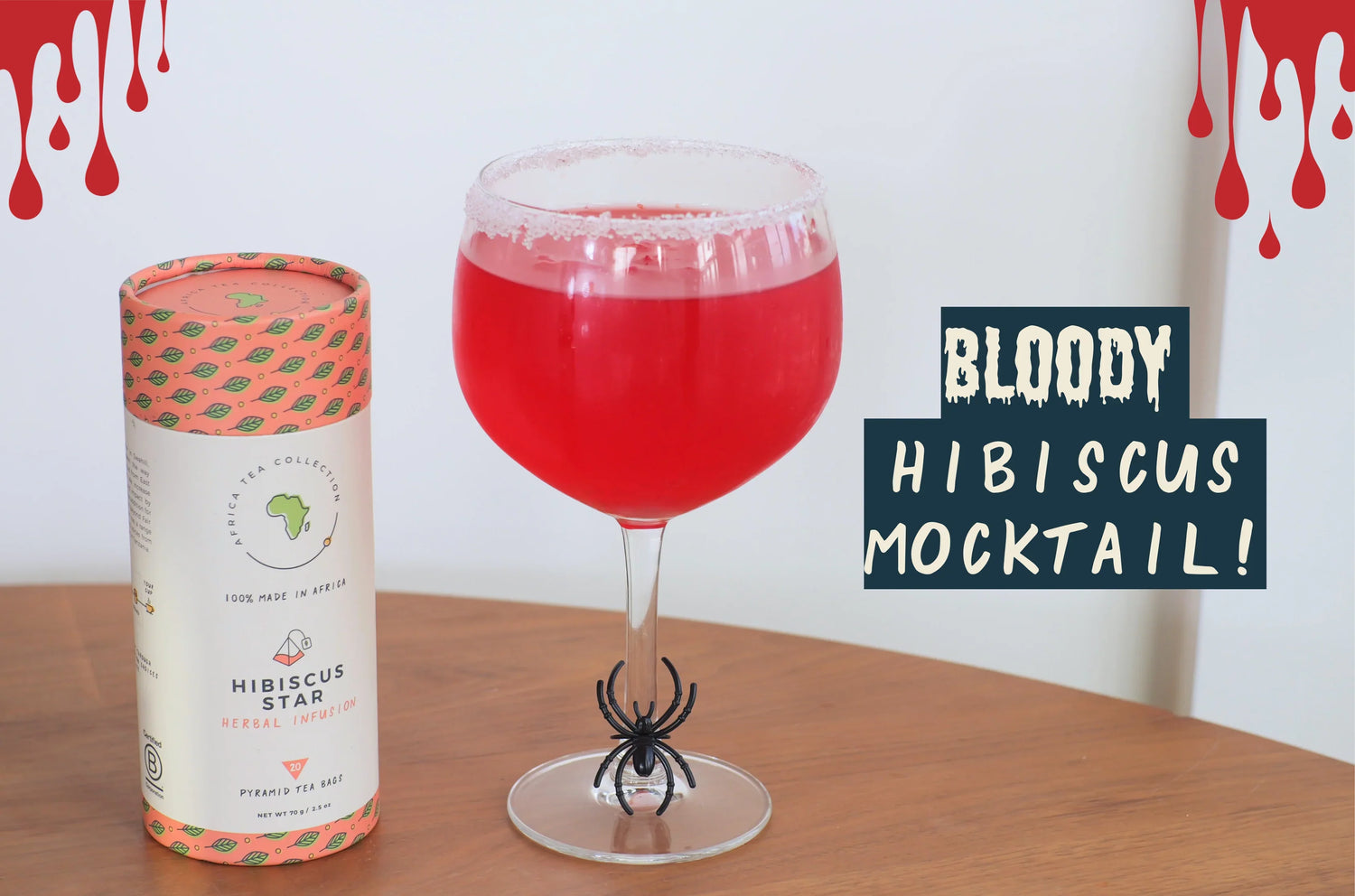 Glass of Bloody Hibiscus Mocktail made with Hibiscus Star tea